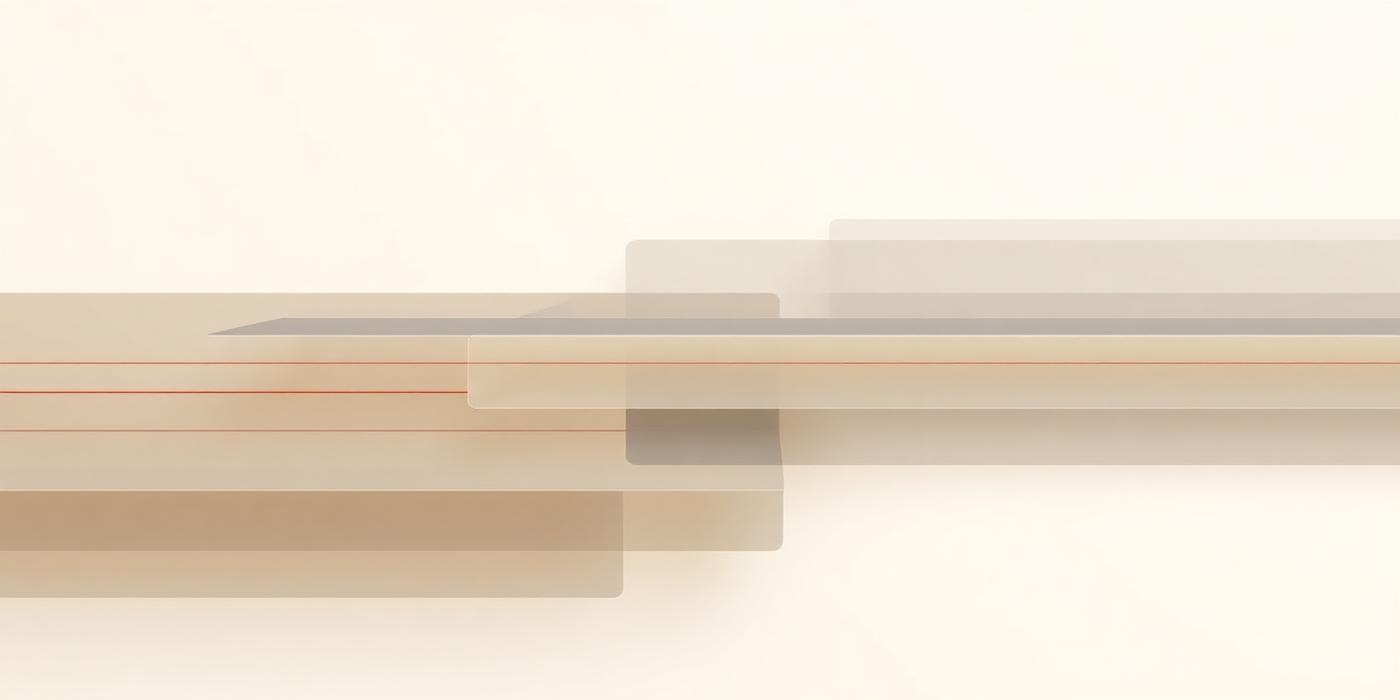 Abstract layered planes and precise horizontal lines representing structured technical systems