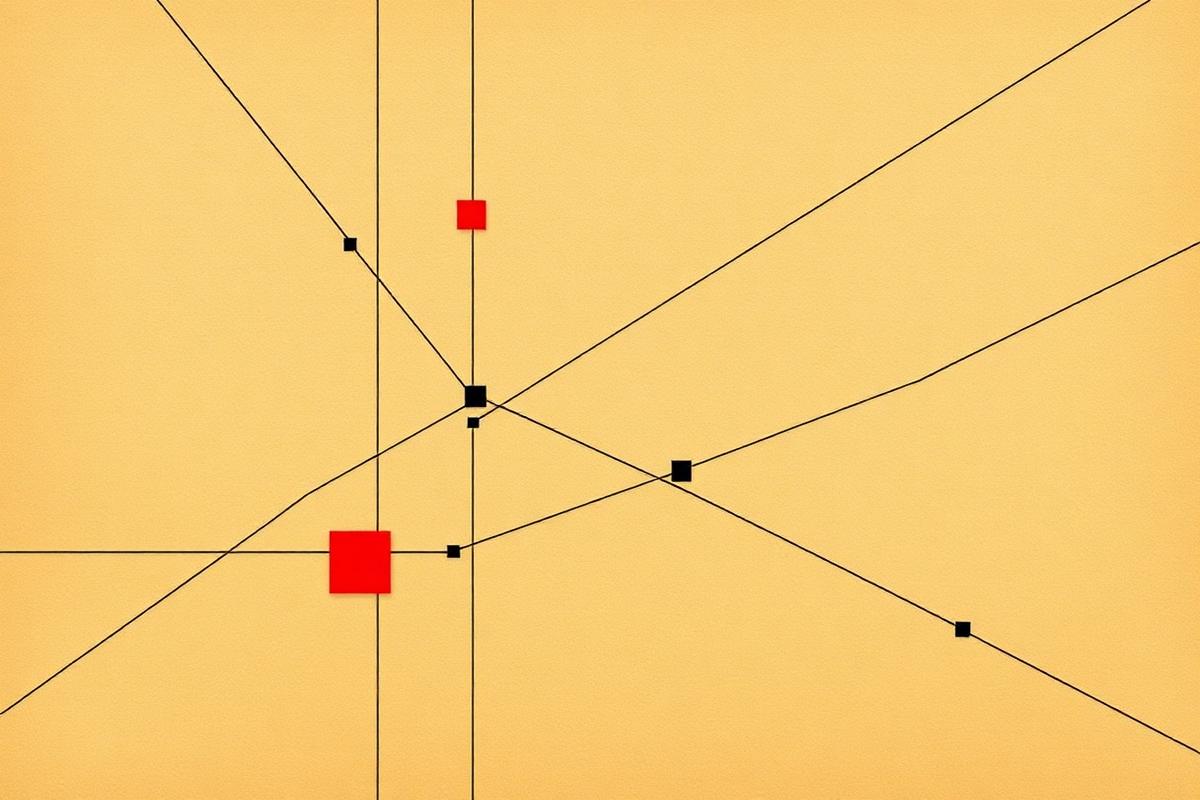 Graphic of intersecting lines and nodes representing measured data relationships